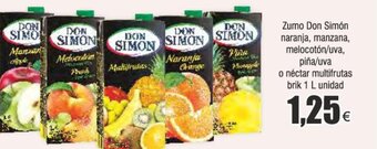 Froiz Zumo Don Simón naranja, manzana, melocotón/uva, piña/uva o néctar multifrutas brik 1 L unidad oferta