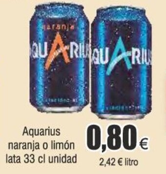 Froiz Aquarius naranja o limón lata 33 cl unidad oferta