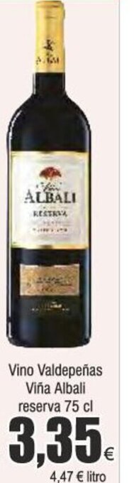 Froiz Vino Valdepeñas Viña Albali reserva 75 cl oferta