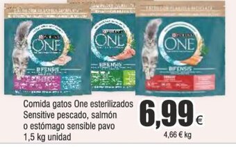 Froiz Comida gatos One esterilizados Sensitive pescado, salmón o estómago sensible pavo 1,5 kg unidad oferta