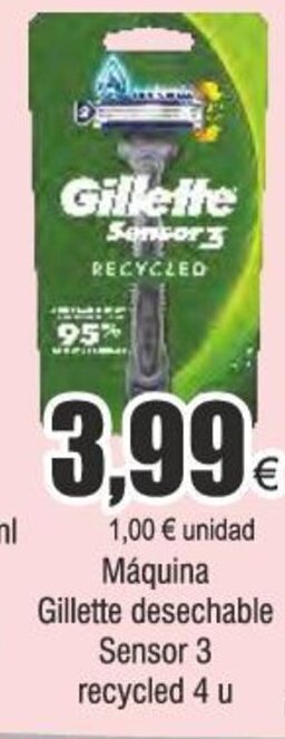 FROIZ Máquina Gillette desechable Sensor 3 recycled 4 u oferta