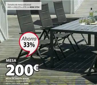 JYSK Mesa De Jardín Miami Aluminio y madera artificial. A92 x L205 x A74 cm oferta