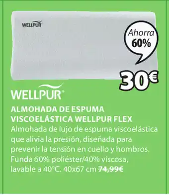 JYSK Wellpur Almohada De Espuma Viscoelástica Wellpur Flex oferta