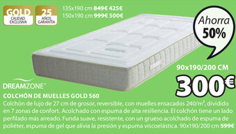JYSK Dreamzone Colchón De Muelles Gold S60 oferta