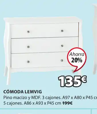JYSK Cómoda Lemvig A86 x 93x P45 cm oferta