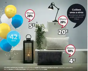 JYSK Planta Artificial Oliver, Lámpara De Mesa Patrik,Cojín Hagtorin oferta
