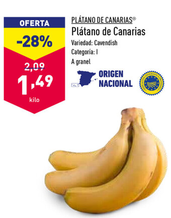 ALDI Plátano de Canarias oferta