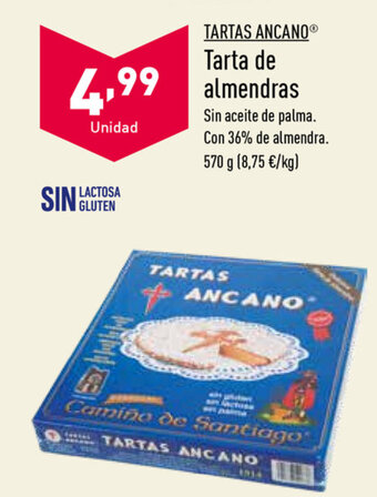 ALDI Tartas Ancano Tarta de almendras 570g oferta