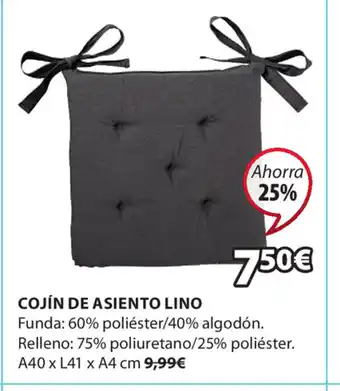 JYSK Cojín De Asiento Lino A40 x L41 x A4 cm oferta