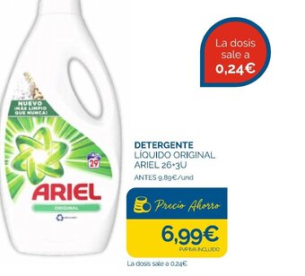 Cash Ecofamilia DETERGENTE LÍQUIDO ORIGINAL ARIEL 26+3U oferta