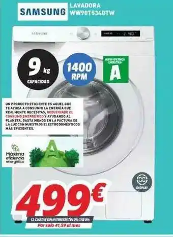 Mi electro Samsung Lavadora Ww90t634dtw oferta