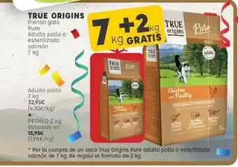 Kiwoko True Origins Pienso Gato Pure Adulto Pollo O Esterilizado Salmón 7kg+2 Kg Gratis oferta