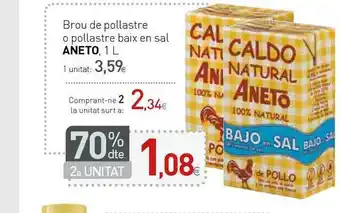 Condis Brou De Pollastre O Pollastre Baix En Sal Aneto 1l oferta