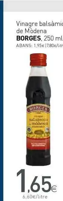 Condis Borges Vinagre Balsámico De Mòdena 250ml oferta