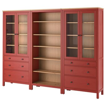 IKEA Hemnes mueble salón, tinte rojo/tinte marrón claro, 270x197 cm oferta