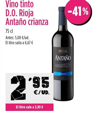 AhorraMas Vino tinto D.O. Rioja Antaño crianza oferta