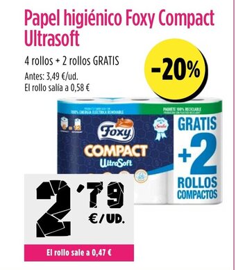 AhorraMas Papel higiénico Foxy Compact Ultrasoft oferta