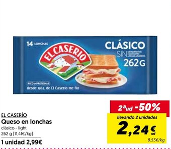 Hiper Usera EL CASERÍO Queso en lonchas oferta