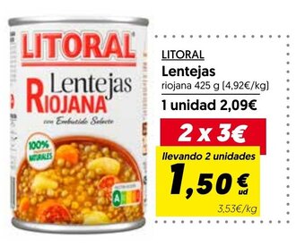 Hiper Usera LITORAL Lentejas oferta