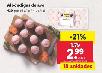 Lidl Albóndigas de ave oferta