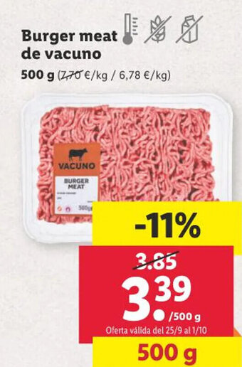 Lidl Burger meat de vacuno oferta
