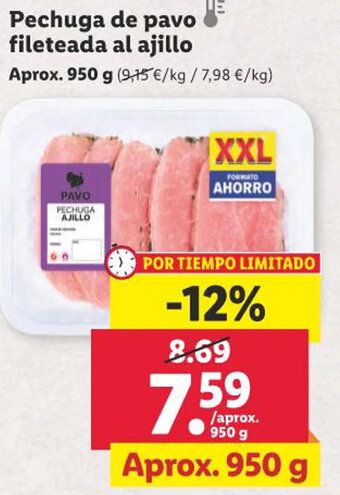 Lidl Pechuga de pavo fileteada al ajillo oferta