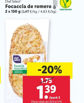 Lidl Chef Select Focaccia de romero oferta