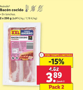 Lidl Realvalle Bacón cocido oferta