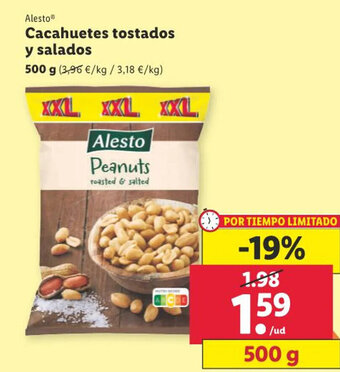 Lidl Alesto Cacahuetes tostados y salados oferta