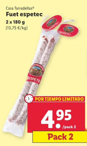 Lidl Casa Tarradellas Fuet espetec oferta