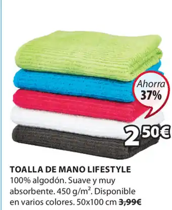 JYSK Toalla De Mano Lifestyle 50x100 cm oferta