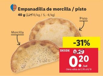 Lidl Empanadilla de morcilla / pisto oferta