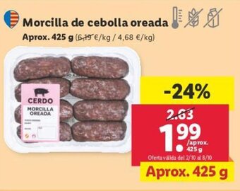 Lidl Morcilla de cebolla oreada oferta