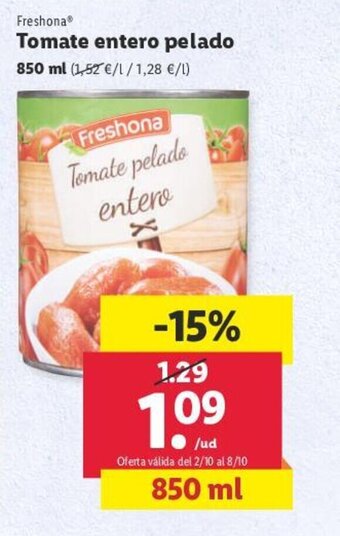 Lidl Tomate entero pelado oferta