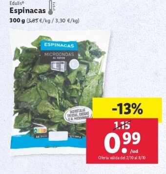 Lidl Espinacas oferta