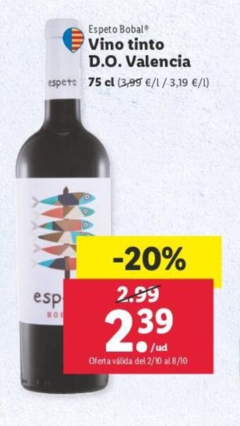 Lidl Vino tinto D.O.Valencia oferta