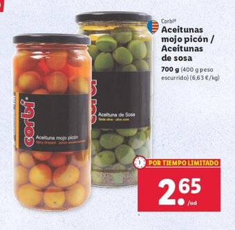 Lidl Aceitunas mojo picón / Aceitunas de sosa oferta