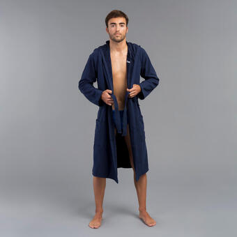 Decathlon Albornoz hombre algodón con capucha azul marino oferta