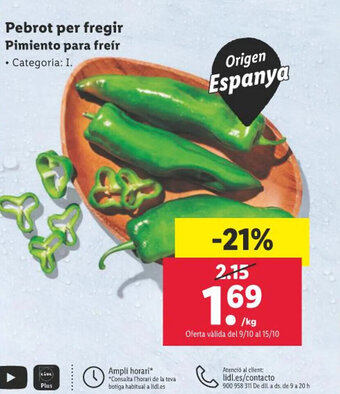 Lidl Pebrot per fregir Pimiento para freír oferta