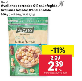 Lidl Avellanes torrades 0% sal afegida Avellanas tostadas 0% sal añadida oferta