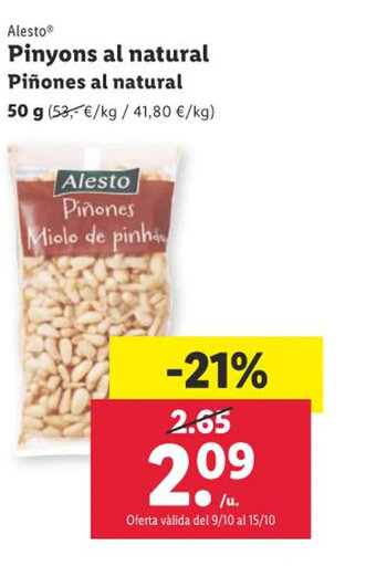 Lidl Pinyons al natural Piñones al natural oferta