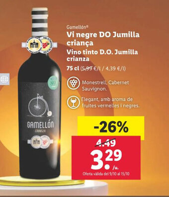 Lidl Vi negre DO Jumilla criança Vino tinto D.O. Jumilla crianza oferta
