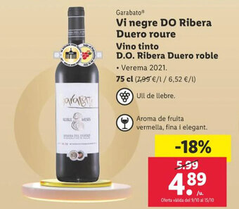 Lidl Vi negre DO Ribera Duero roure Vino tinto D.O. Ribera Duero roble oferta