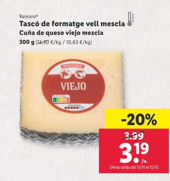 Lidl Tascó de formatge vell mescla Cuña de queso viejo mezcla oferta