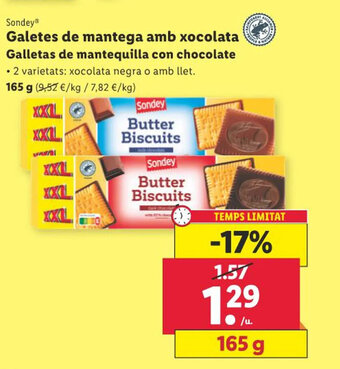 Lidl Galetes de mantega amb xocolata Galletas de mantequilla con chocolate oferta