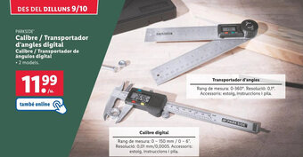 Lidl Calibre / Transportador d'angles digital Calibre / Transportador de ángulos digital • 2 models. oferta