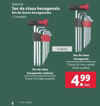 Lidl Joc de claus hexagonals Set de llaves hexagonales • 2 models. oferta