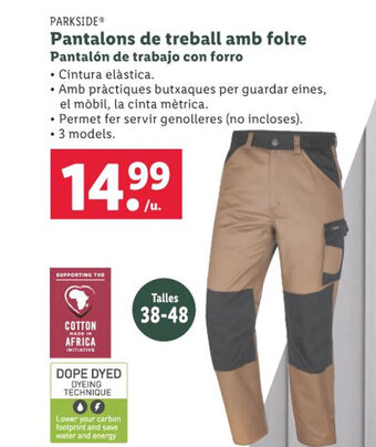Lidl Pantalons de treball amb folre Pantalón de trabajo con forro oferta