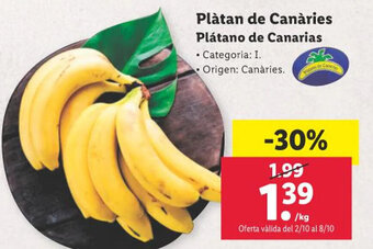 Lidl Plàtan de Canàries Plátano de Canarias oferta