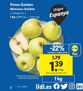 Lidl Poma Golden Manzana Golden oferta